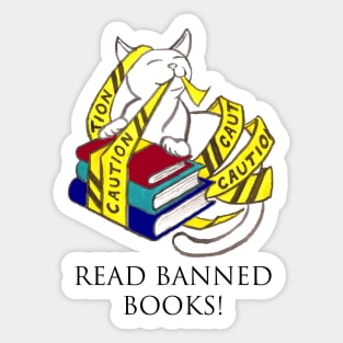 Banned Books Cat Sticker